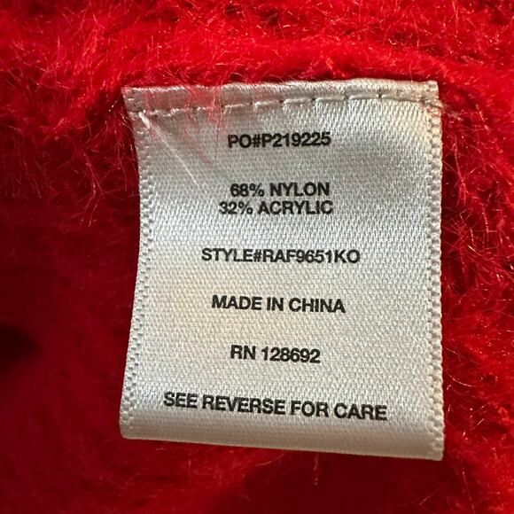 Madden Girl Women's Red Crew Neck Long Sleeve Sweater Soft Hearts Size XL - Picture 3 of 6